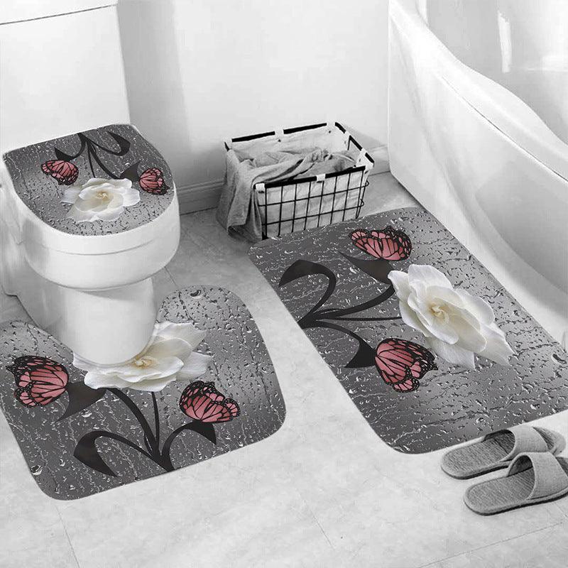 Butterfly Flower Scenery Waterproof Shower Curtain Bathroom Landscape - Pacisia