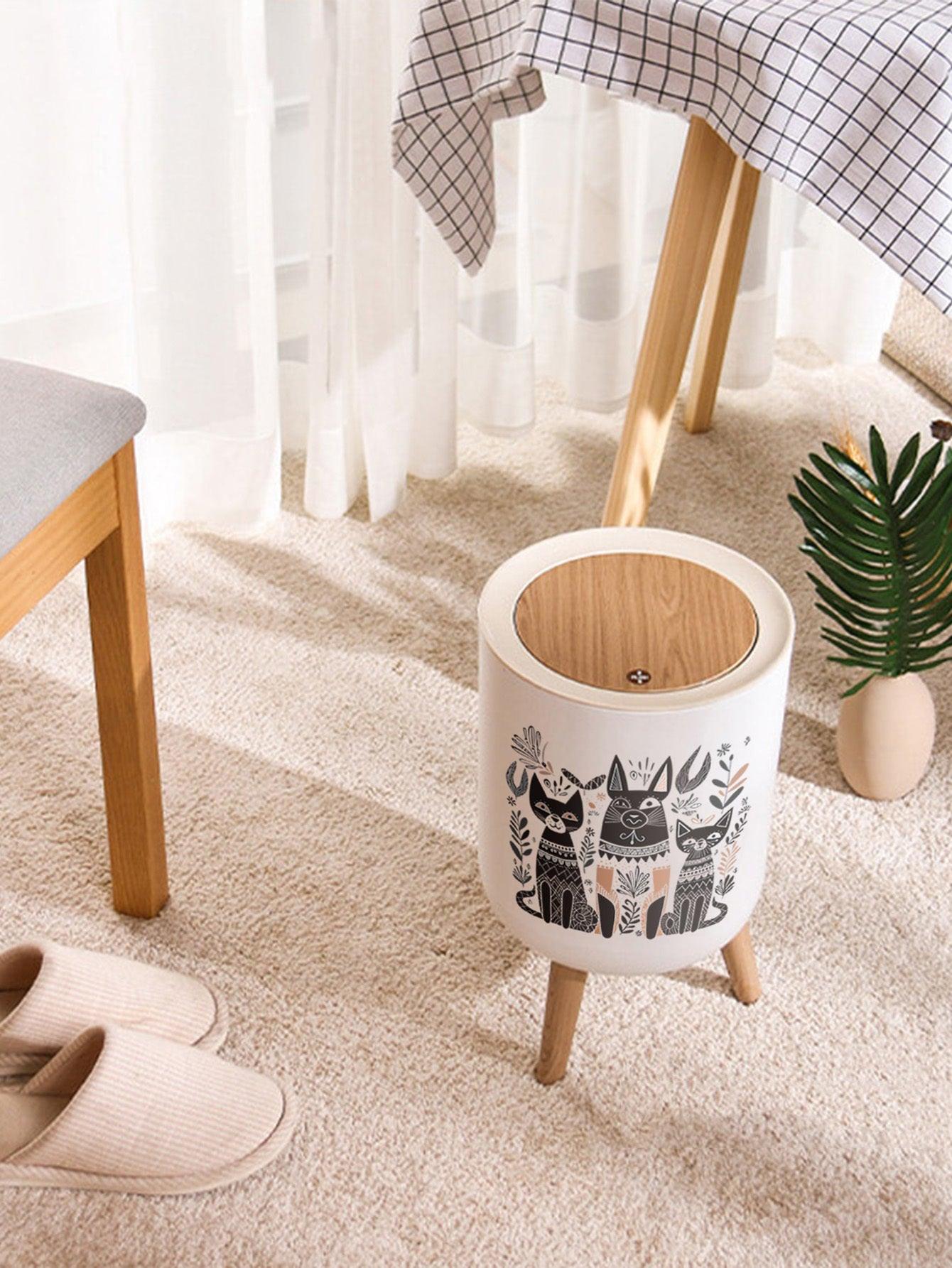 7 L Trash Bin Home Office Rubbish Can Dust Bin Large Lid Lock With Button Large Mouth Design Garbage Basket With Press Lid Dustbin For Room Kitchen - Pacisia