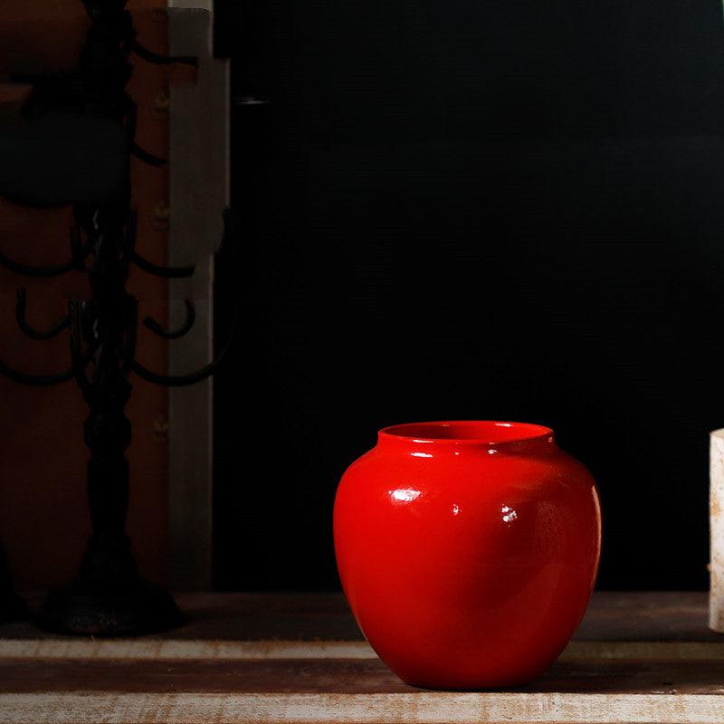 Ceramic Red Living Room Creative Home Decoration Fake Flower Vase - Pacisia