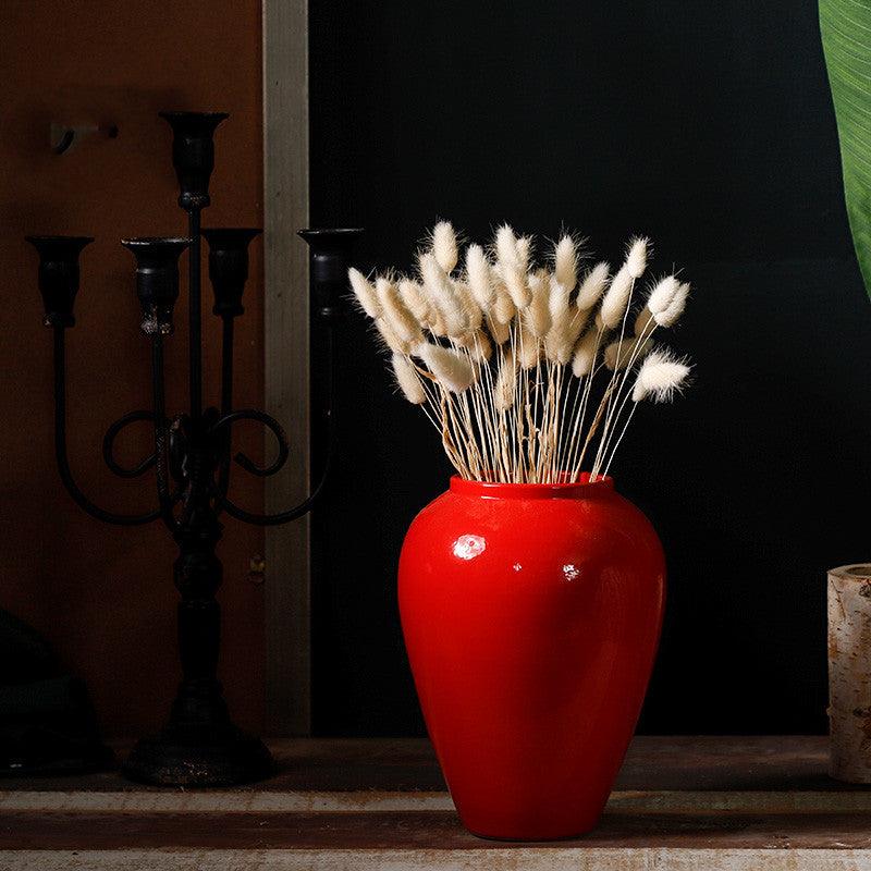 Ceramic Red Living Room Creative Home Decoration Fake Flower Vase - Pacisia