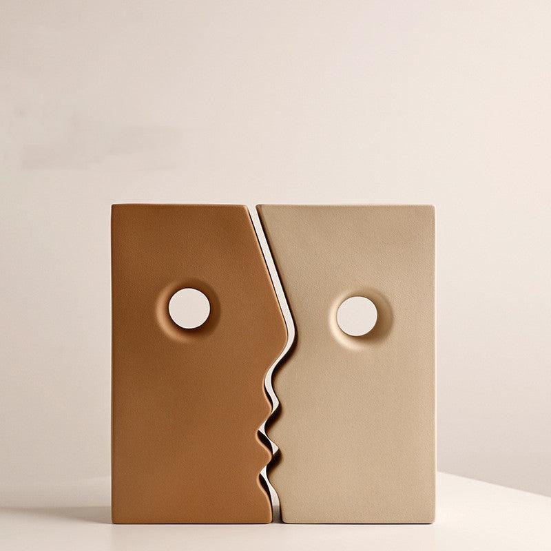 Ceramic Simple Human Face Vase Decoration Living Room - Pacisia