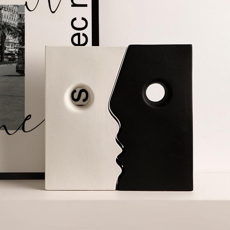 Ceramic Simple Human Face Vase Decoration Living Room - Pacisia