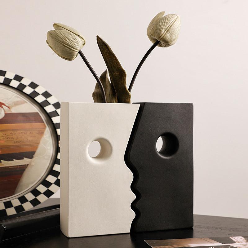 Ceramic Simple Human Face Vase Decoration Living Room - Pacisia