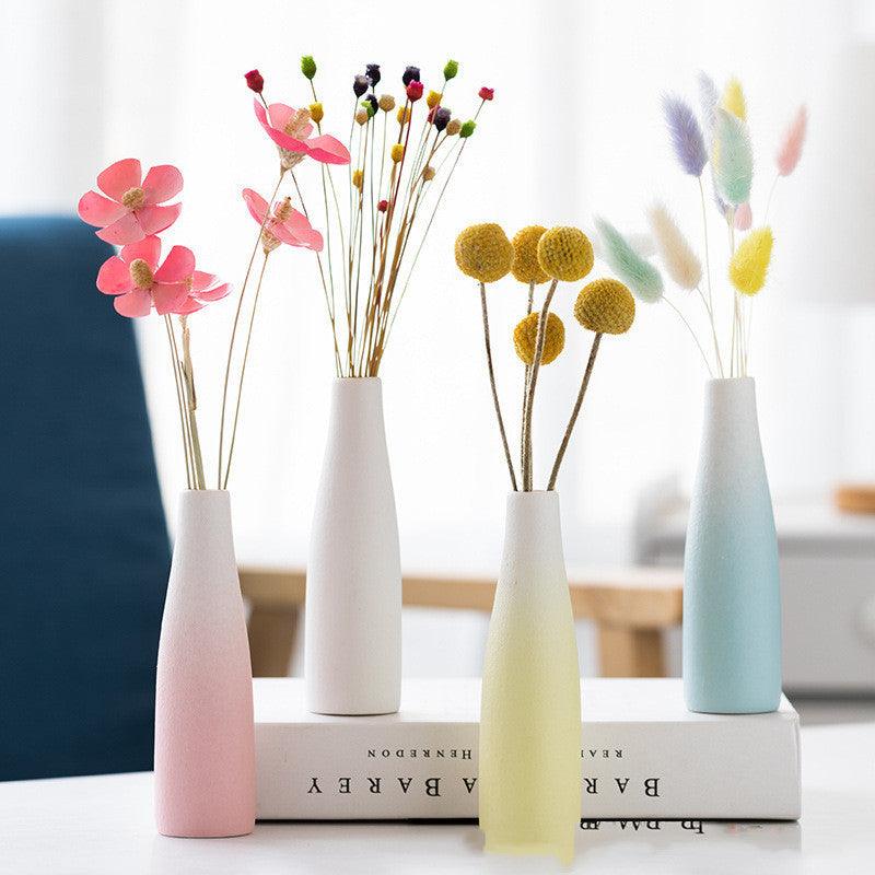 Ceramic Small Mouth Vase Crafts Home Decoration Accessories Nordic Ins Gypsophila - Pacisia