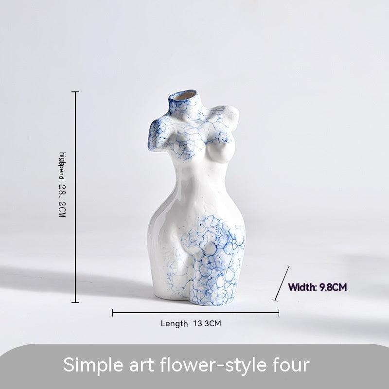 Ceramic Vase Decoration Art Body Small Blue And White Texture Homestay - Pacisia