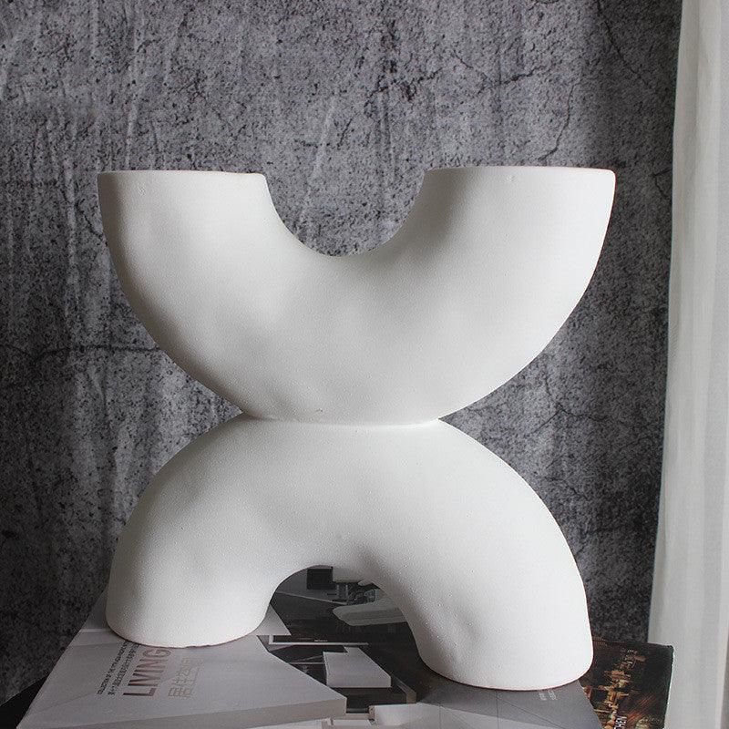 Ceramic Vase Horn Tube Ornaments Frosted Home Sample Room Decoration Flower - Pacisia