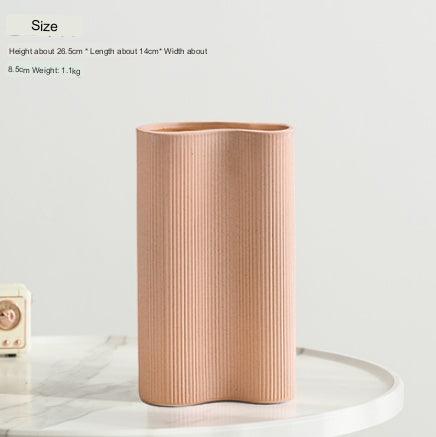 Ceramic Vertical Striped Vase With Flower Arrangement Decoration - Pacisia