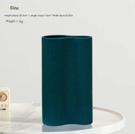 Ceramic Vertical Striped Vase With Flower Arrangement Decoration - Pacisia