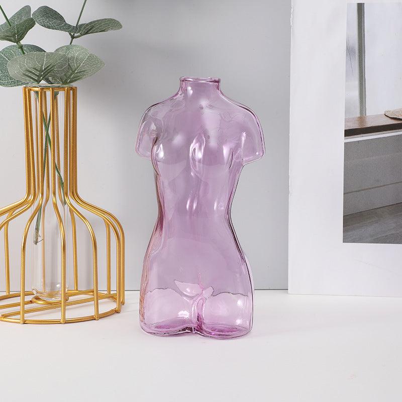 Colored Glass Body Art Flower Arrangement Vase Ornaments - Pacisia