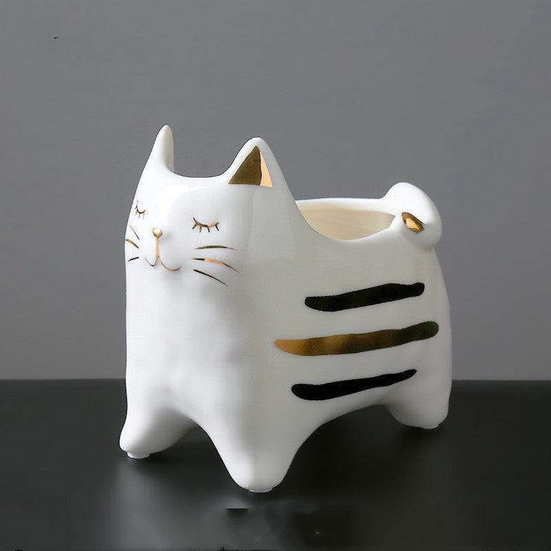 Creative Cute Cat Ceramic Vase Decoration for Living Room - Pacisia
