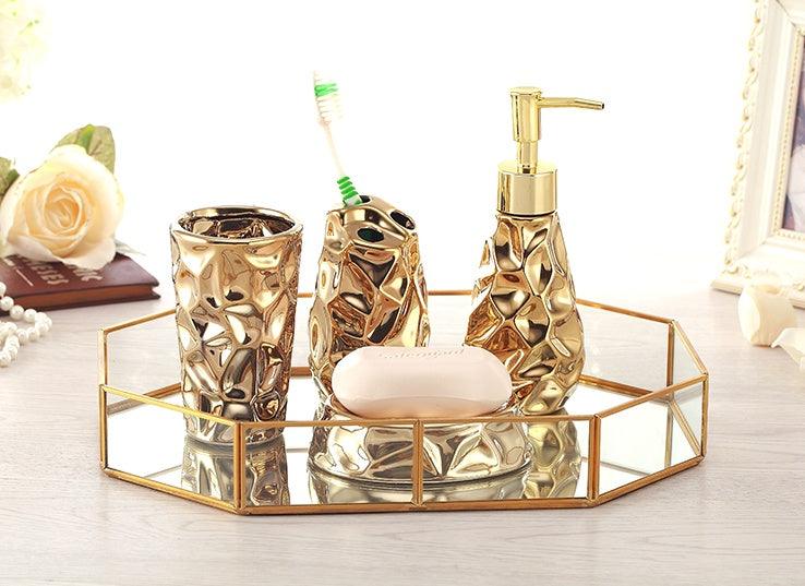 Creative Golden Ceramic Bathroom Toilet Set - Pacisia