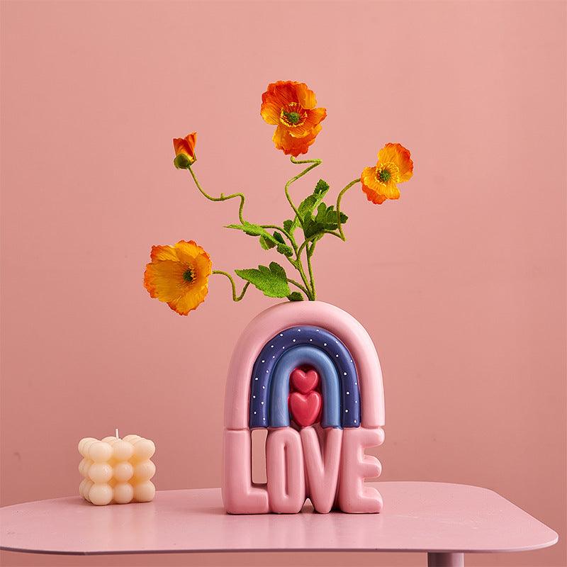 Creative Letter Resin Vase In Living Room - Pacisia