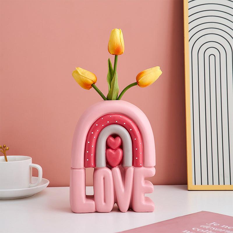 Creative Letter Resin Vase In Living Room - Pacisia