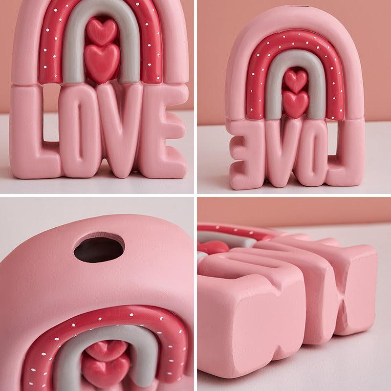 Creative Letter Resin Vase In Living Room - Pacisia