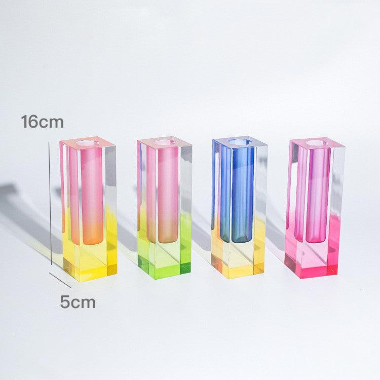 Creative Minimalist Ins Acrylic Square Column Vase Craft Gift - Pacisia