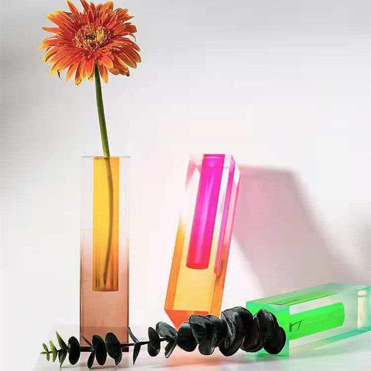 Creative Minimalist Ins Acrylic Square Column Vase Craft Gift - Pacisia