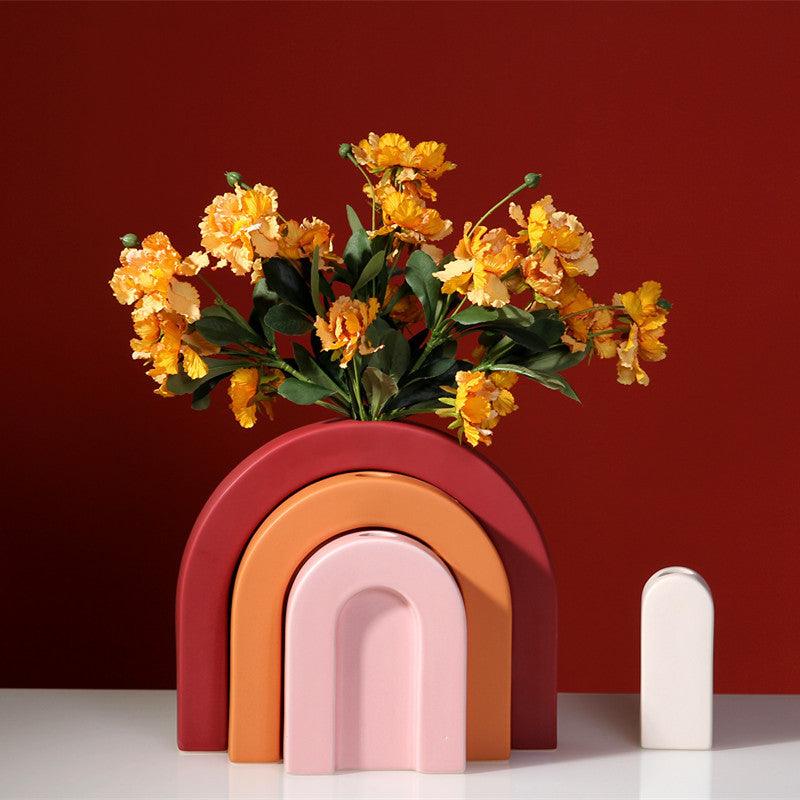 Creative Scandinavian Minimalist Ceramic Colorful Vase Ornaments - Pacisia