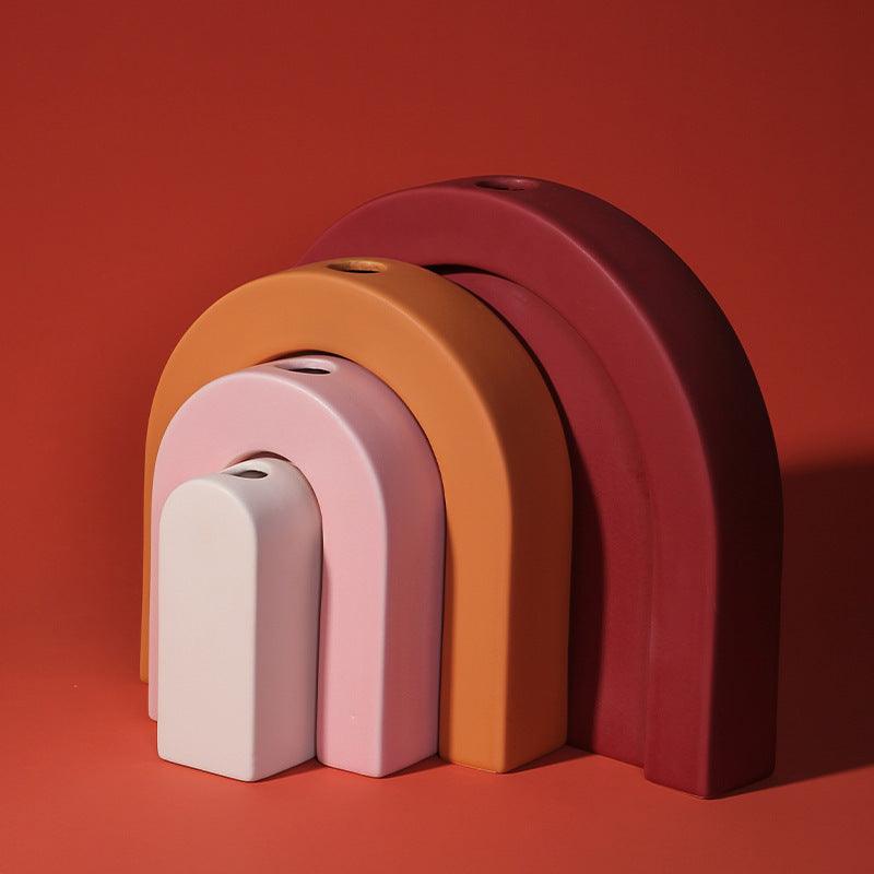 Creative Scandinavian Minimalist Ceramic Colorful Vase Ornaments - Pacisia
