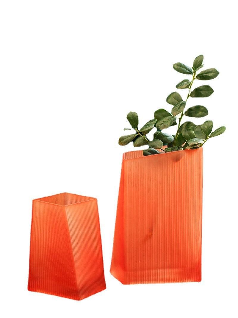 Creative Simple Orange Glass Vase Transparent - Pacisia