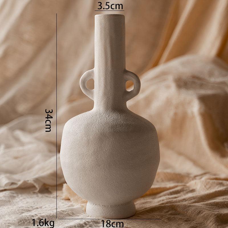 Creative Solitary Style Simple Ceramic Vase Living Room Dry Flower Arrangement Dining Table Bedroom Clay Pot Decoration Ornaments - Pacisia