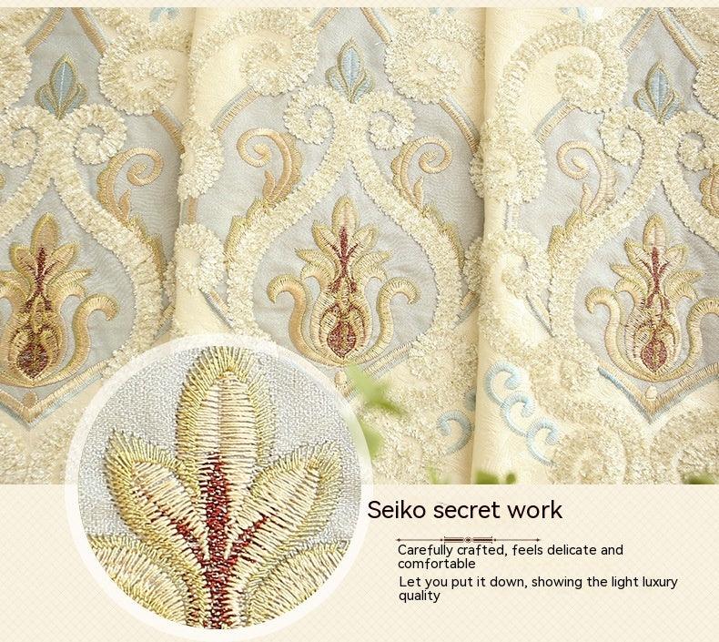 Crown European Embroidery Cloth Mesh Curtains Living Room Bedroom Simple - Pacisia