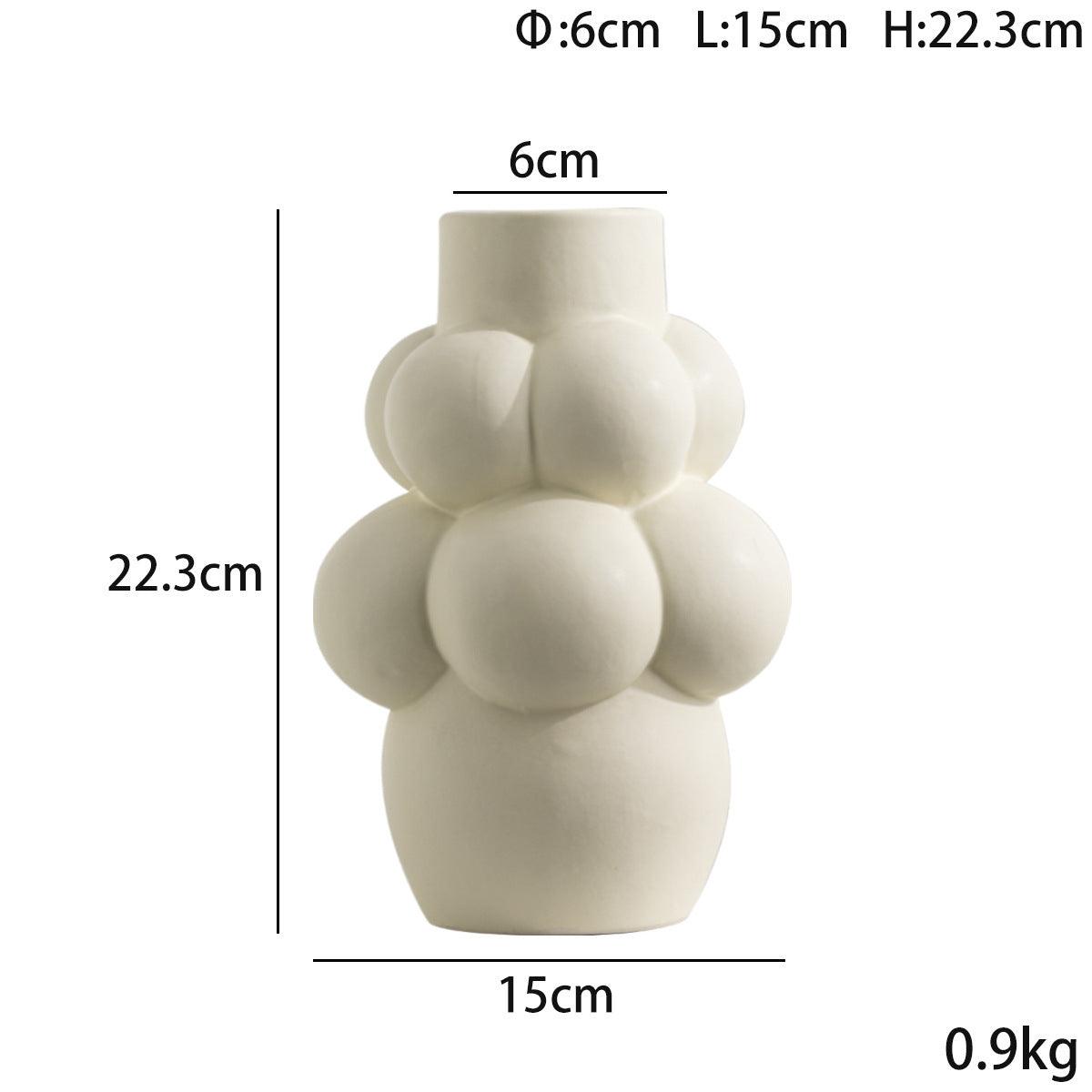 Simple Modern Bubble Ball Ceramic Vase Special-shaped Flower Container High-grade Indoor Soft Decoration - Pacisia