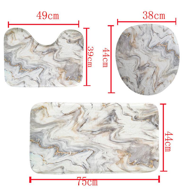 Digital Printing Shower Curtain Floor Mat Toilet Mat Bathroom Three-piece Set - Pacisia
