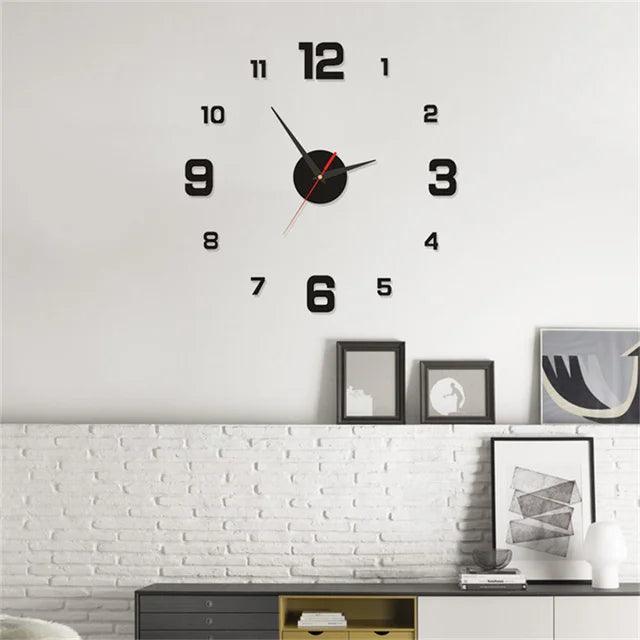 DIY Wall Clock 40cm/16'' Frameless Modern 3D Wall Clock Mirror Sticker Clock for Home Office Hotel Restaurant School Decoration - Pacisia