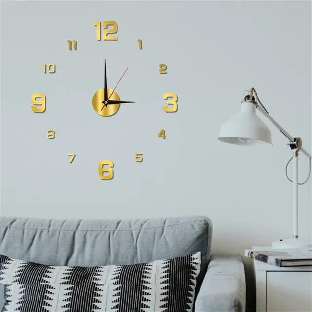 DIY Wall Clock 40cm/16'' Frameless Modern 3D Wall Clock Mirror Sticker Clock for Home Office Hotel Restaurant School Decoration - Pacisia
