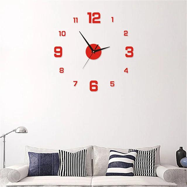 DIY Wall Clock 40cm/16'' Frameless Modern 3D Wall Clock Mirror Sticker Clock for Home Office Hotel Restaurant School Decoration - Pacisia