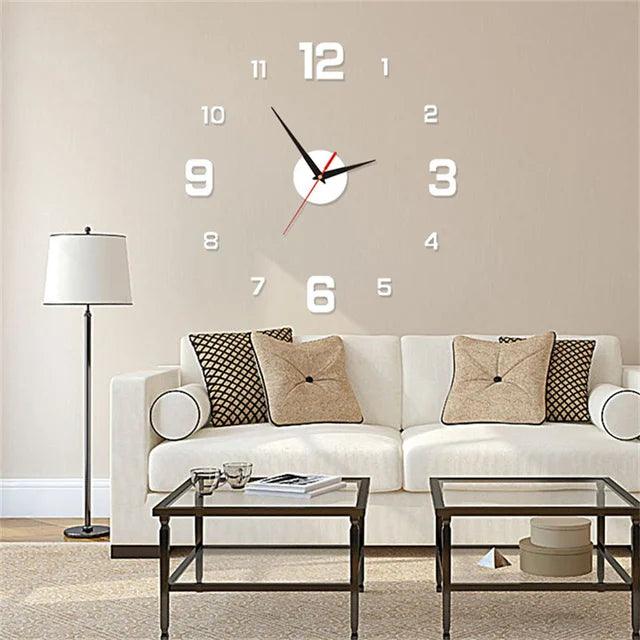 DIY Wall Clock 40cm/16'' Frameless Modern 3D Wall Clock Mirror Sticker Clock for Home Office Hotel Restaurant School Decoration - Pacisia