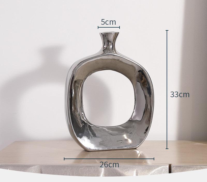Electroplated Silver Ceramic Vase Desktop Decoration - Pacisia