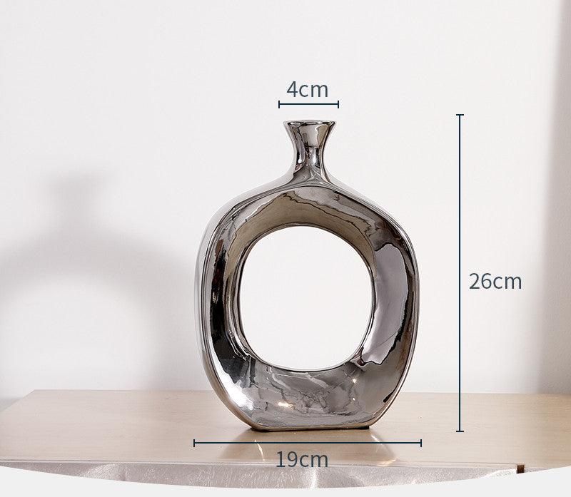 Electroplated Silver Ceramic Vase Desktop Decoration - Pacisia