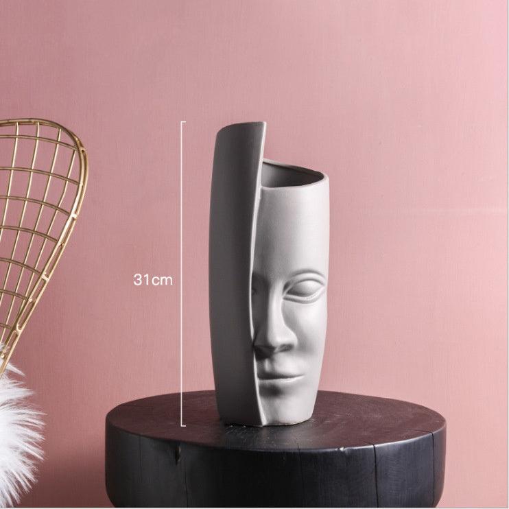 Face Art Glass Vase, Creative Home Living Room Desktop Decoration, Rich Bamboo Flower - Pacisia