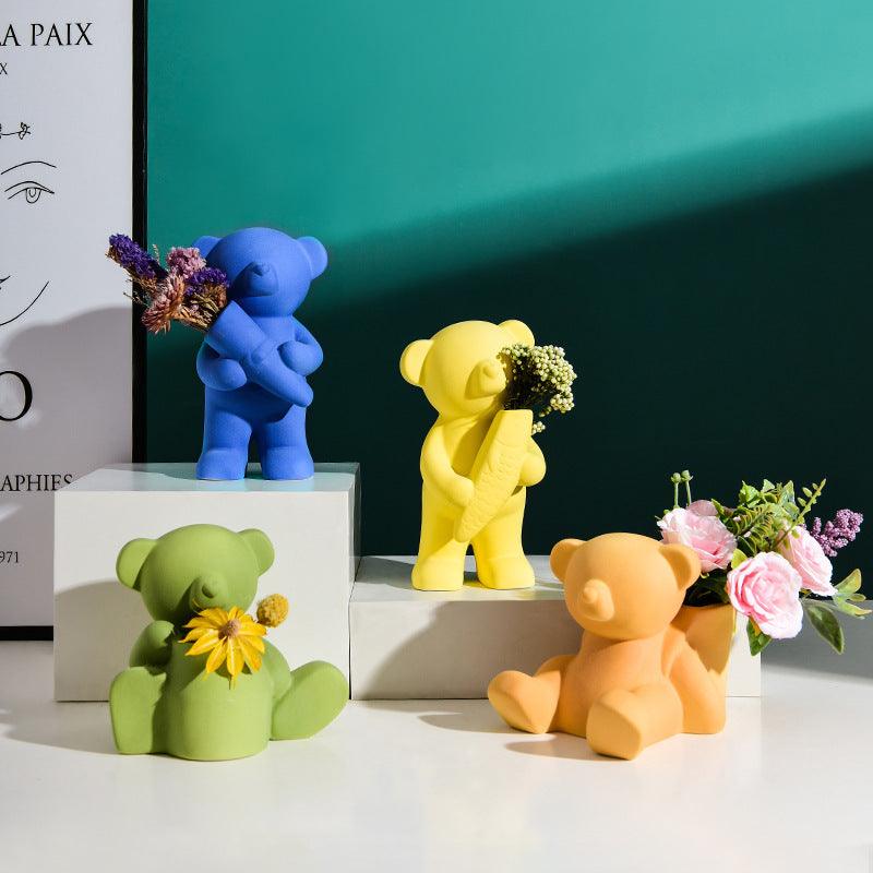 Creative Ceramic Small Vase Decoration Light Luxury Violent Bear TV Cabinet Decoration - Pacisia