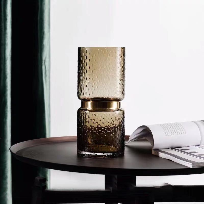 Flower Dot Texture Blue Vase Glass Bottle - Pacisia