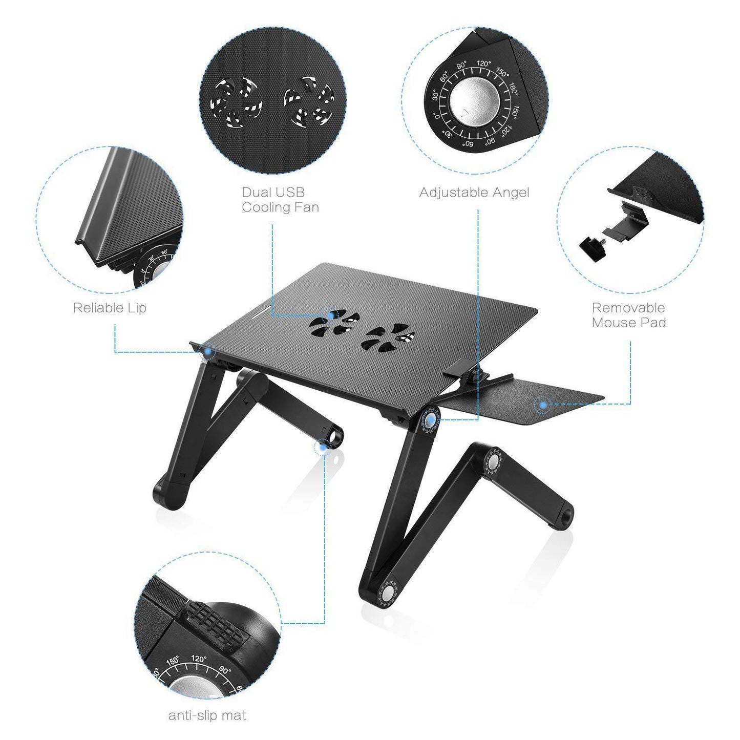 Folding Computer Desk Notebook Computer Stable With Double Fan - Pacisia