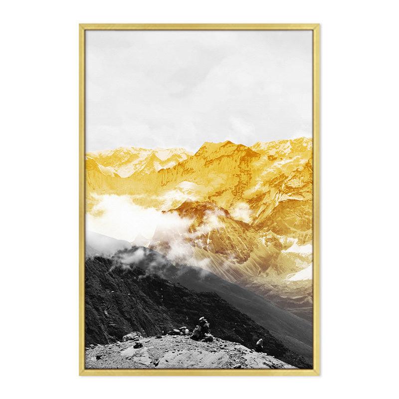 Framed and Unframed Decorative Canvas Wall Art - Golden Mountain Landscape - Pacisia