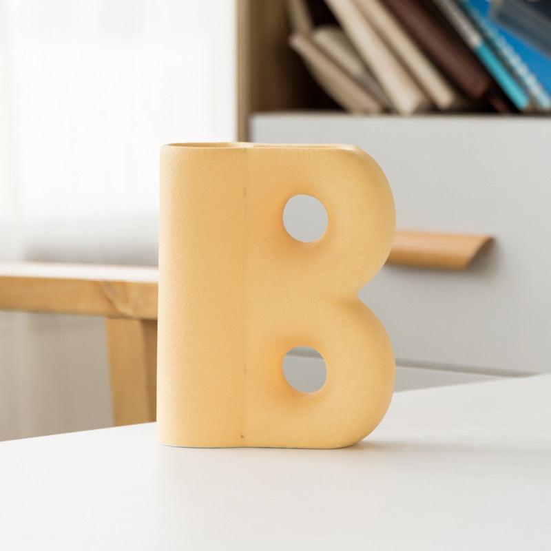 Frosted Letters AB Ceramic Vase Decoration European Retro Large-caliber Matte - Pacisia