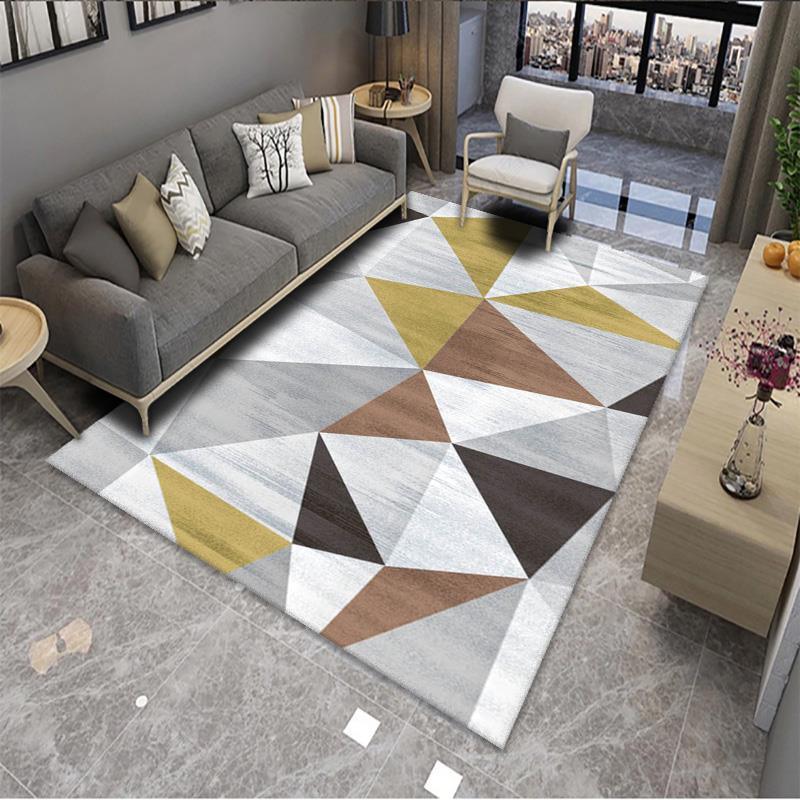 Geometric Pattern Simple Striped Crystal Velvet Living Room Carpet - Pacisia