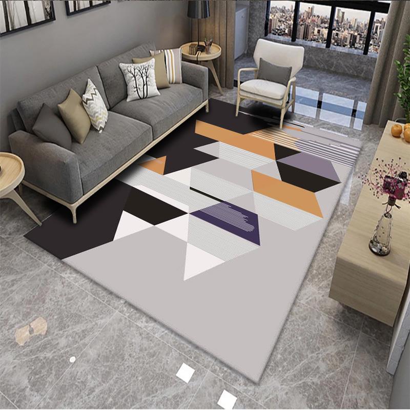 Geometric Pattern Simple Striped Crystal Velvet Living Room Carpet - Pacisia