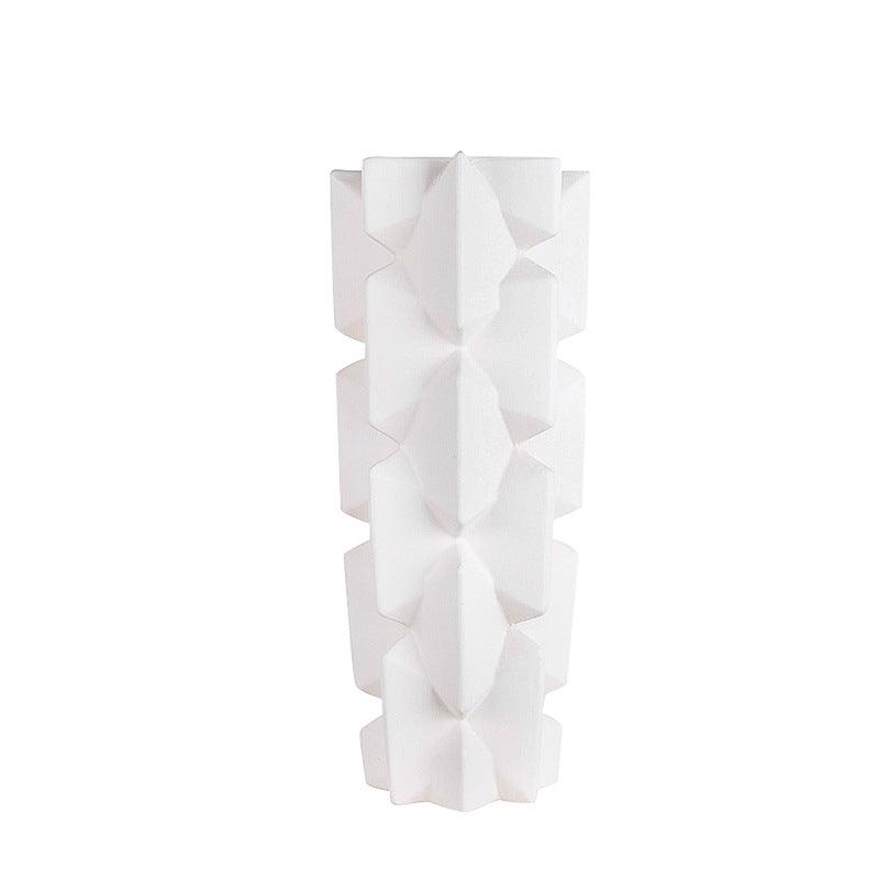Geometric Square Ceramic Vase Home Soft Decoration Ornaments - Pacisia