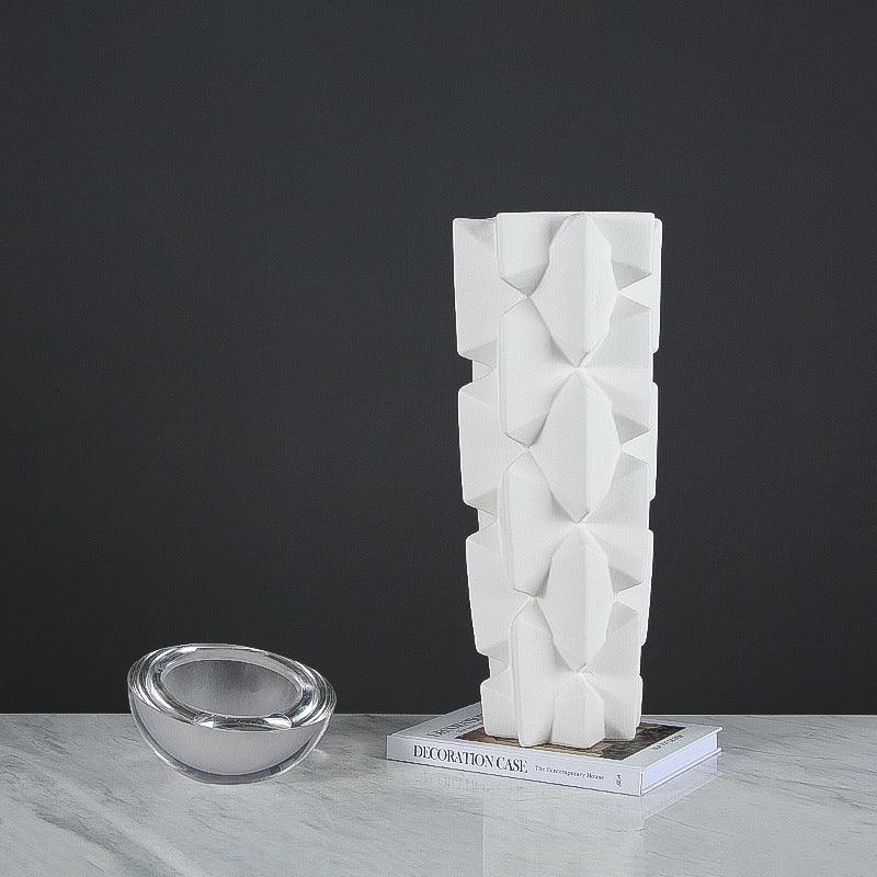 Geometric Square Ceramic Vase Home Soft Decoration Ornaments - Pacisia