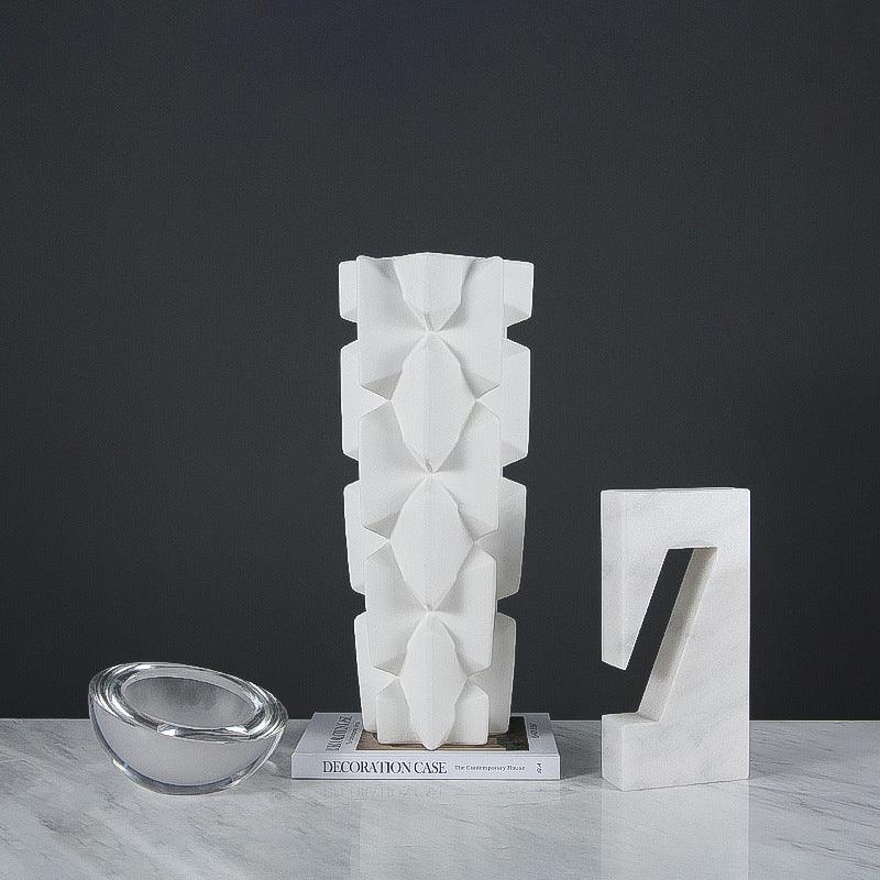 Geometric Square Ceramic Vase Home Soft Decoration Ornaments - Pacisia
