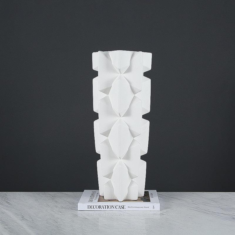 Geometric Square Ceramic Vase Home Soft Decoration Ornaments - Pacisia