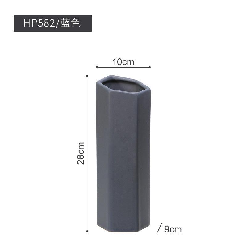 Geometric style hexagonal ceramic glazed vase - Pacisia