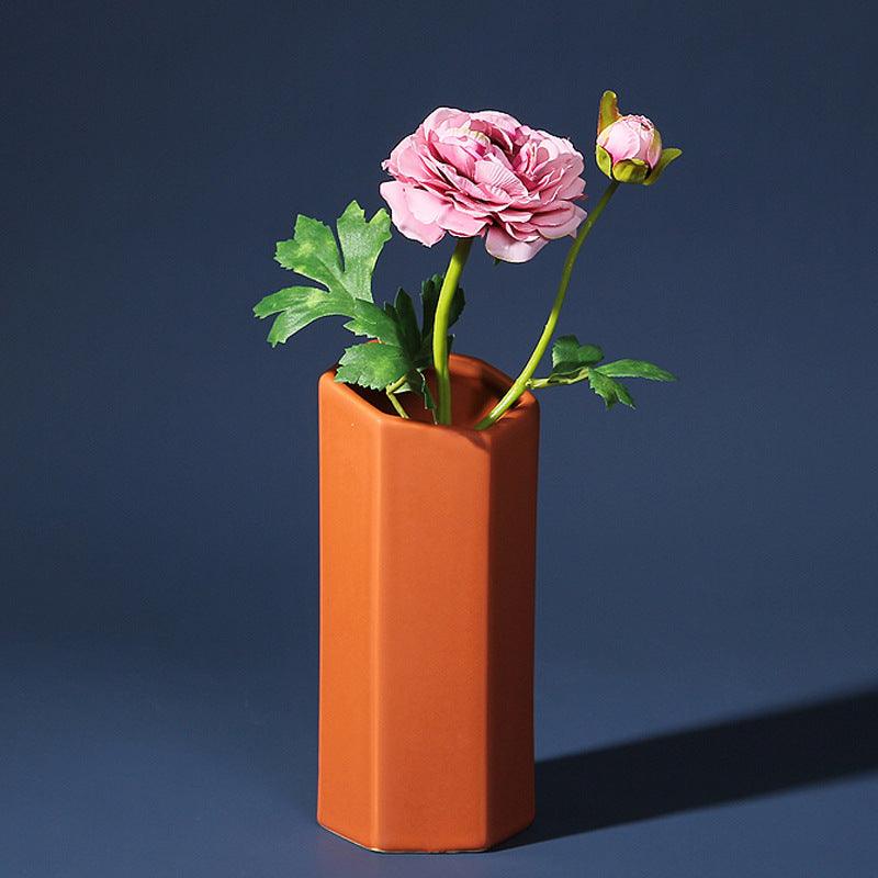 Geometric style hexagonal ceramic glazed vase - Pacisia