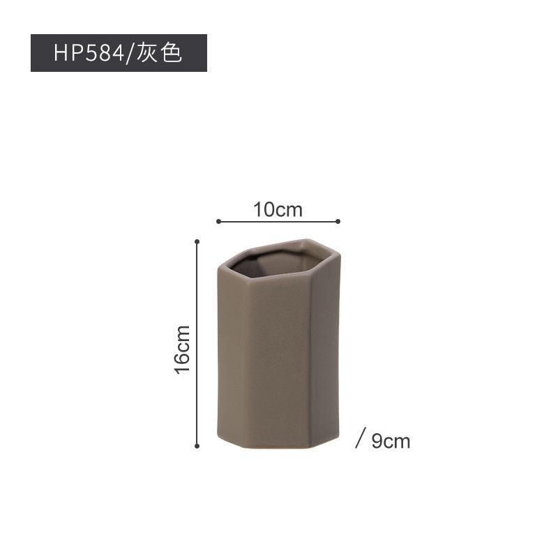 Geometric style hexagonal ceramic glazed vase - Pacisia