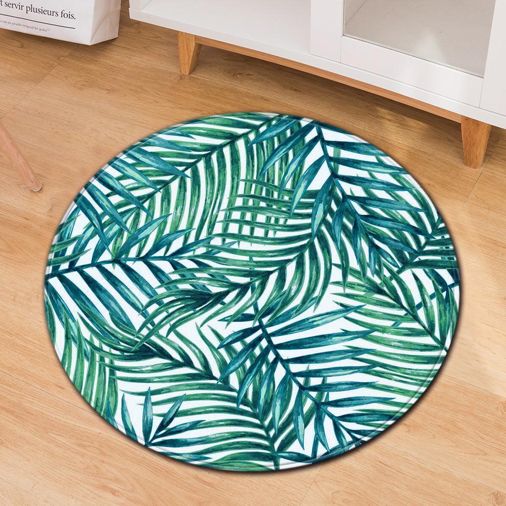 Green Plant Cactus Round Computer Chair Office Carpet Pad - Pacisia
