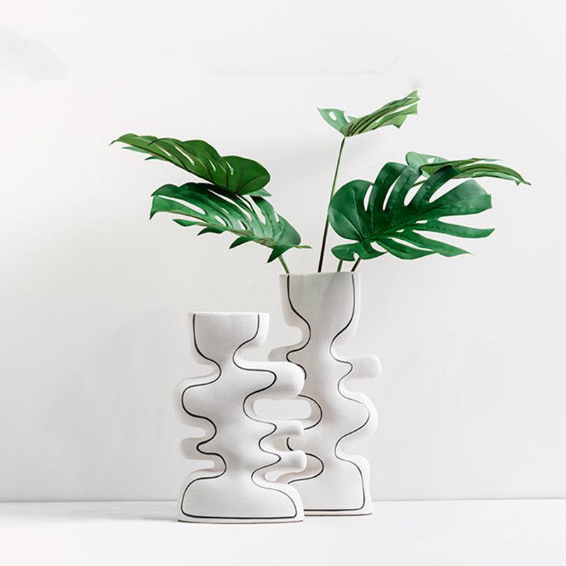 Hand-painted Line Flower Vase Simple Home Living Room - Pacisia